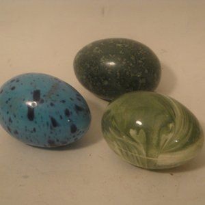 Ceramic Easter Eggs Blue/Green Speckled Marbleized
